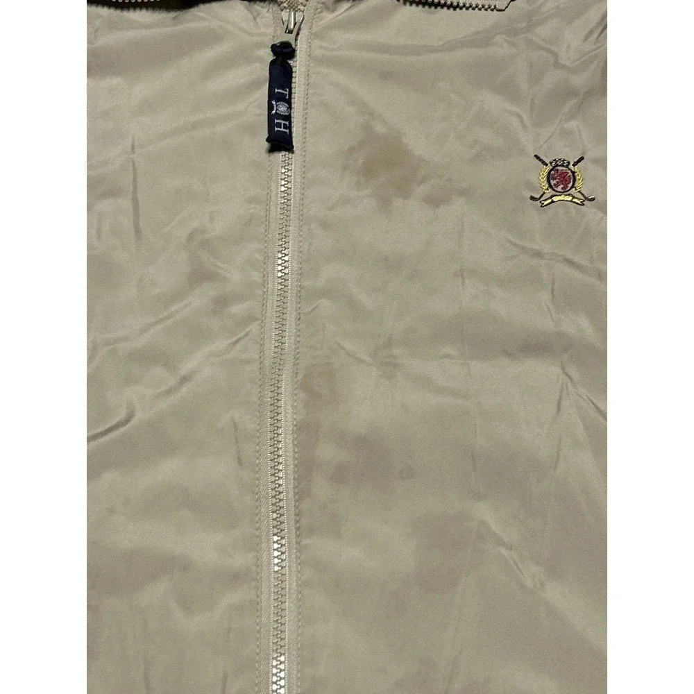 Vintage Tommy Hilfiger Golf Jacket Mens 2XL Beige Windbreaker Full Zip Crest